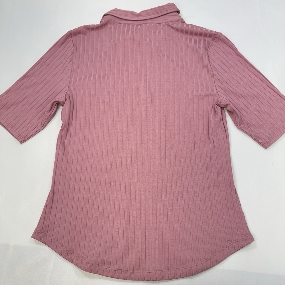Lauren Ralph Lauren Rose Muave Ribbed Polo Blouse Preppy Office Womens Large NEW - Picture 6 of 13